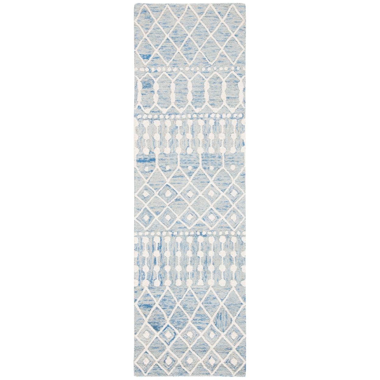 Blossom BLM115 Hand Tufted Runner Rug - Blue/Ivory - 2'3"x10' - Safavieh.