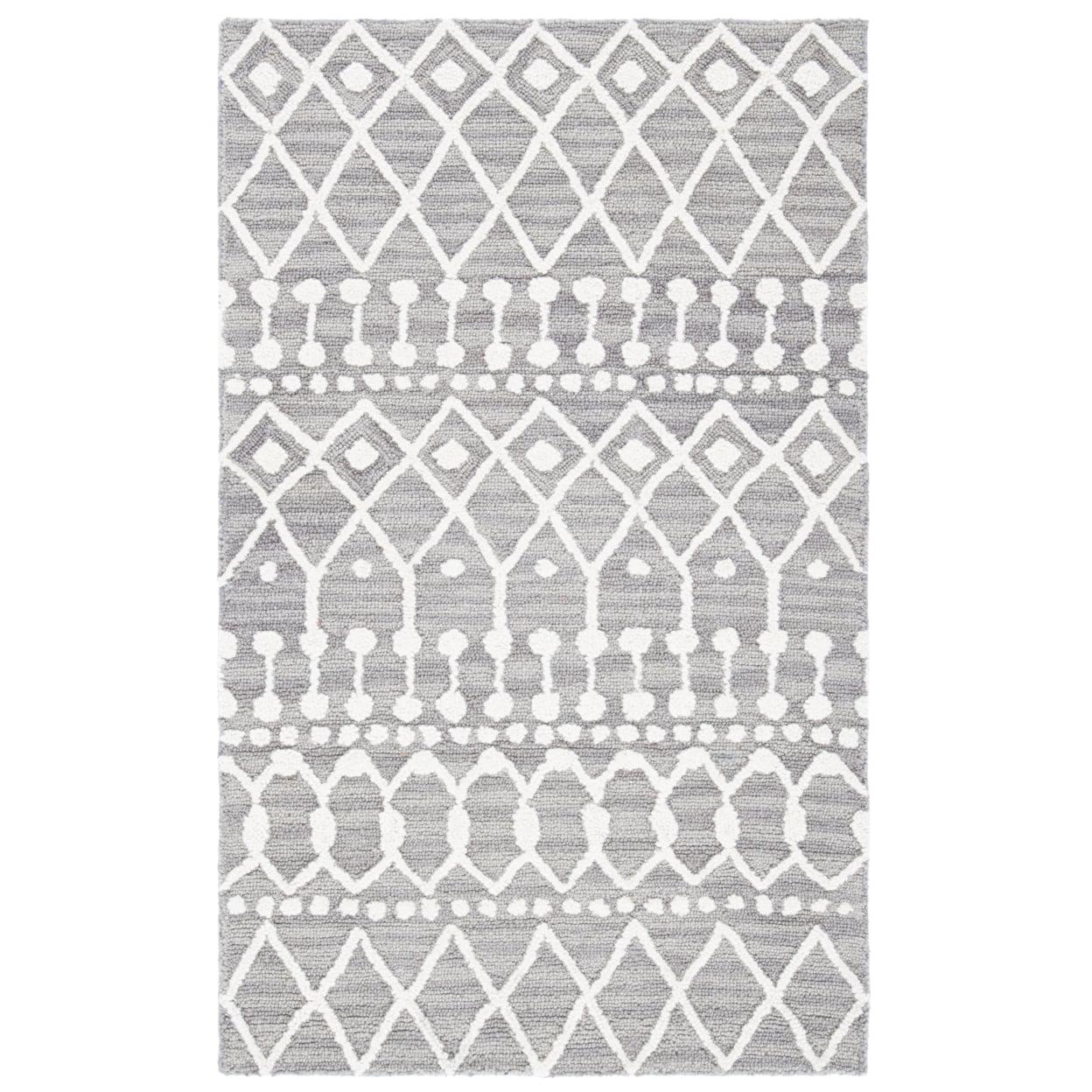 Blossom BLM115 Hand Tufted Area Rug - Grey/Ivory - 3'x5' - Safavieh.