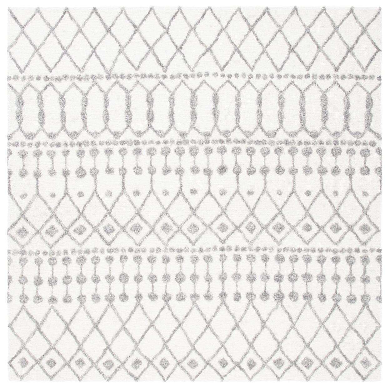 Blossom BLM115 Hand Tufted Area Rug - Ivory/Grey - 6'x6' - Safavieh.