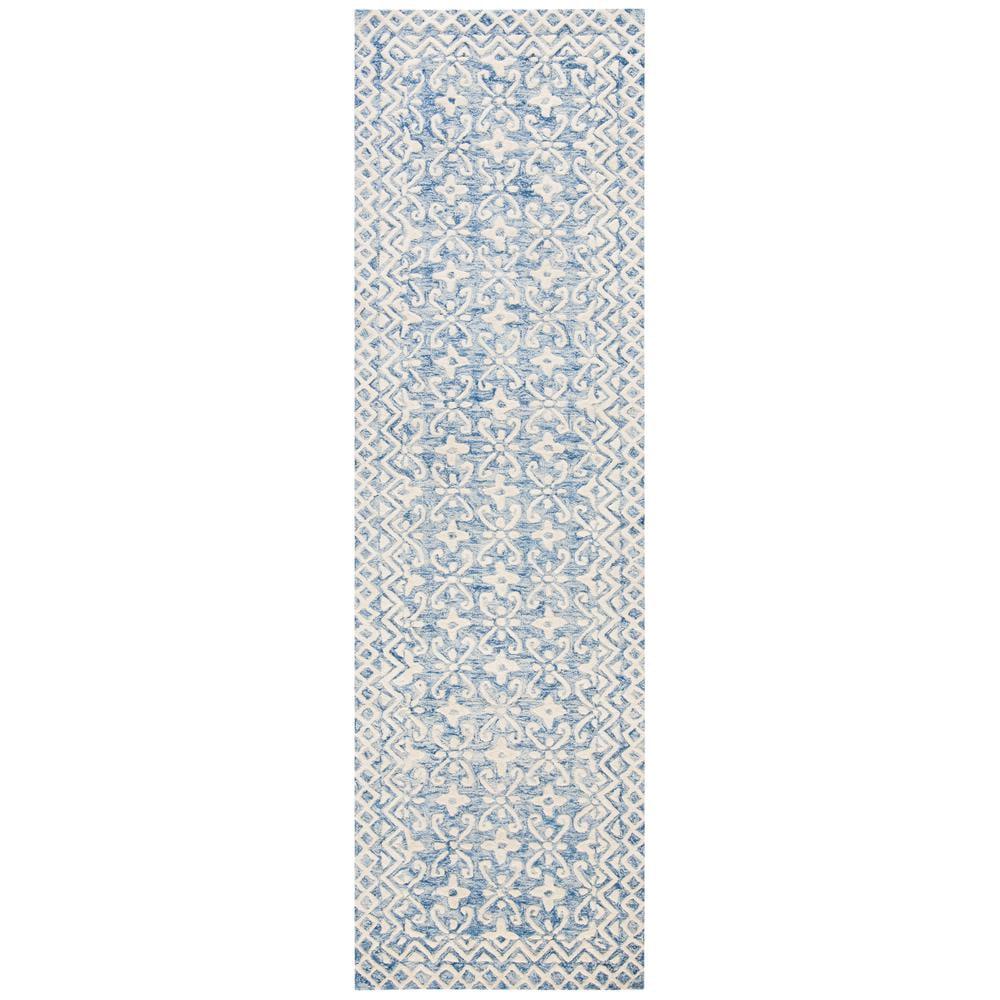 Blossom BLM114 Hand Tufted Runner Rug - Blue/Ivory - 2'3"x8' - Safavieh.