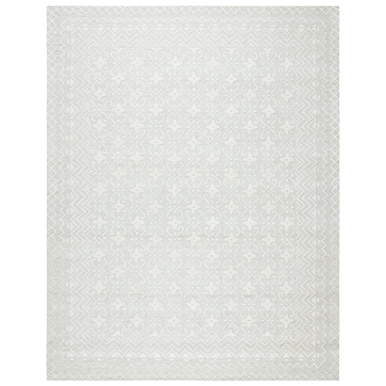 SAFAVIEH Blossom Azura Geometric Wool Area Rug, Grey/Ivory, 11' x 15'