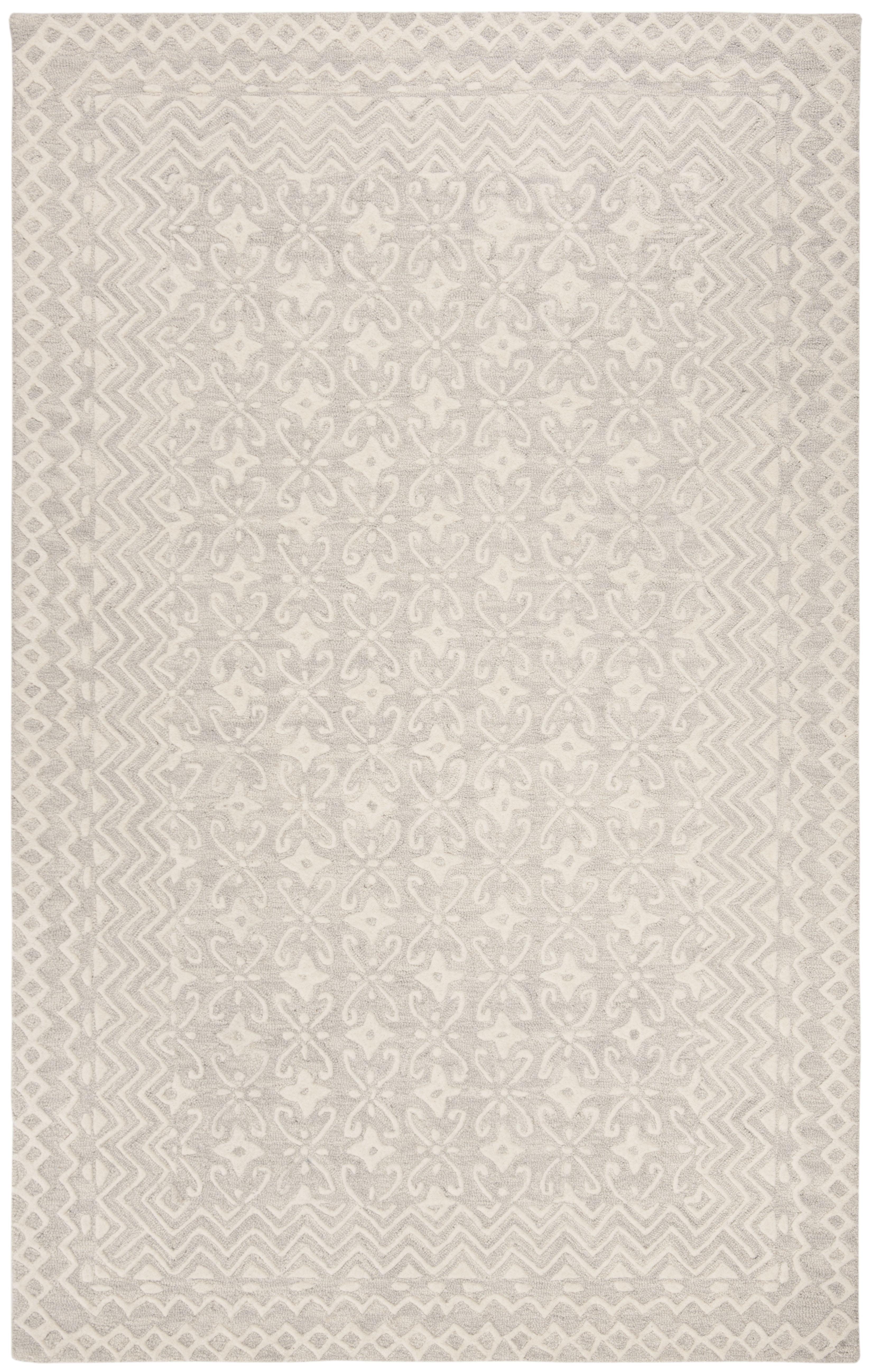 Blossom BLM114 Hand Tufted Area Rug - Grey/Ivory - 4'x6' - Safavieh..
