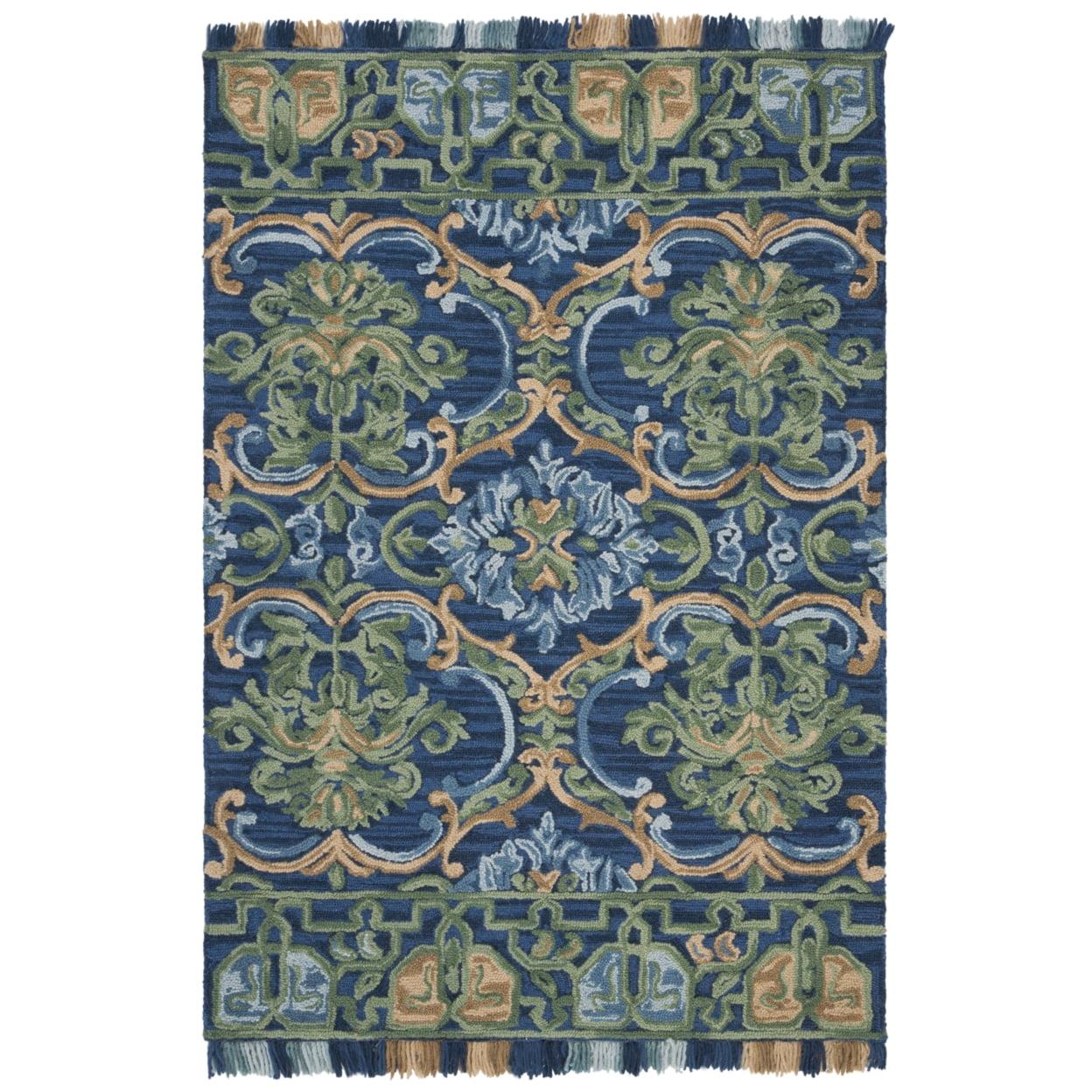 Handmade Reversible Blue Wool Tufted 2'3" x 4' Rug