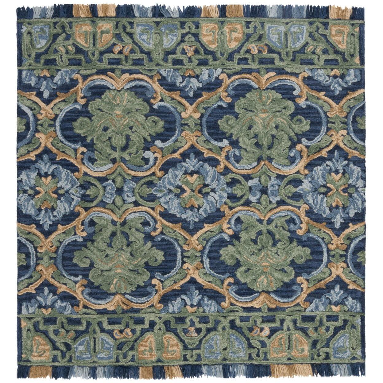 SAFAVIEH Blossom BLM422A Handmade Navy / Green Rug