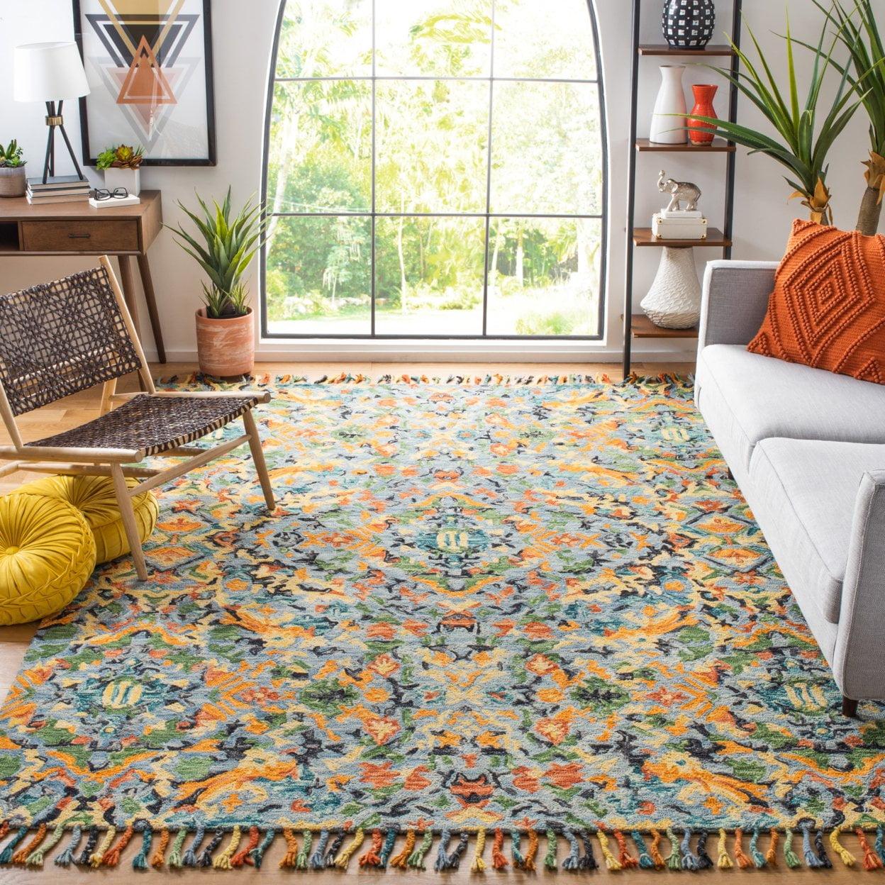 SAFAVIEH Blossom BLM452A Handmade Blue / Multi Rug