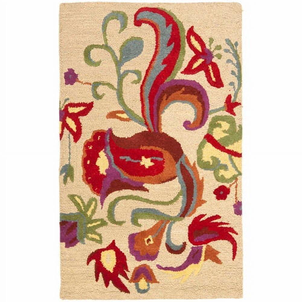 Blossom BLM680 Hand Hooked Area Rug - Beige/Multi - 5'x8' - Safavieh.