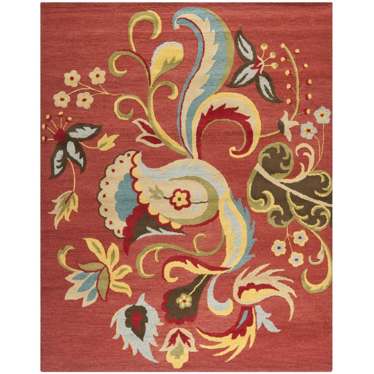 Blossom BLM680 Hand Hooked Runner Rug - Rust/Multi - 2'3"x8' - Safavieh.