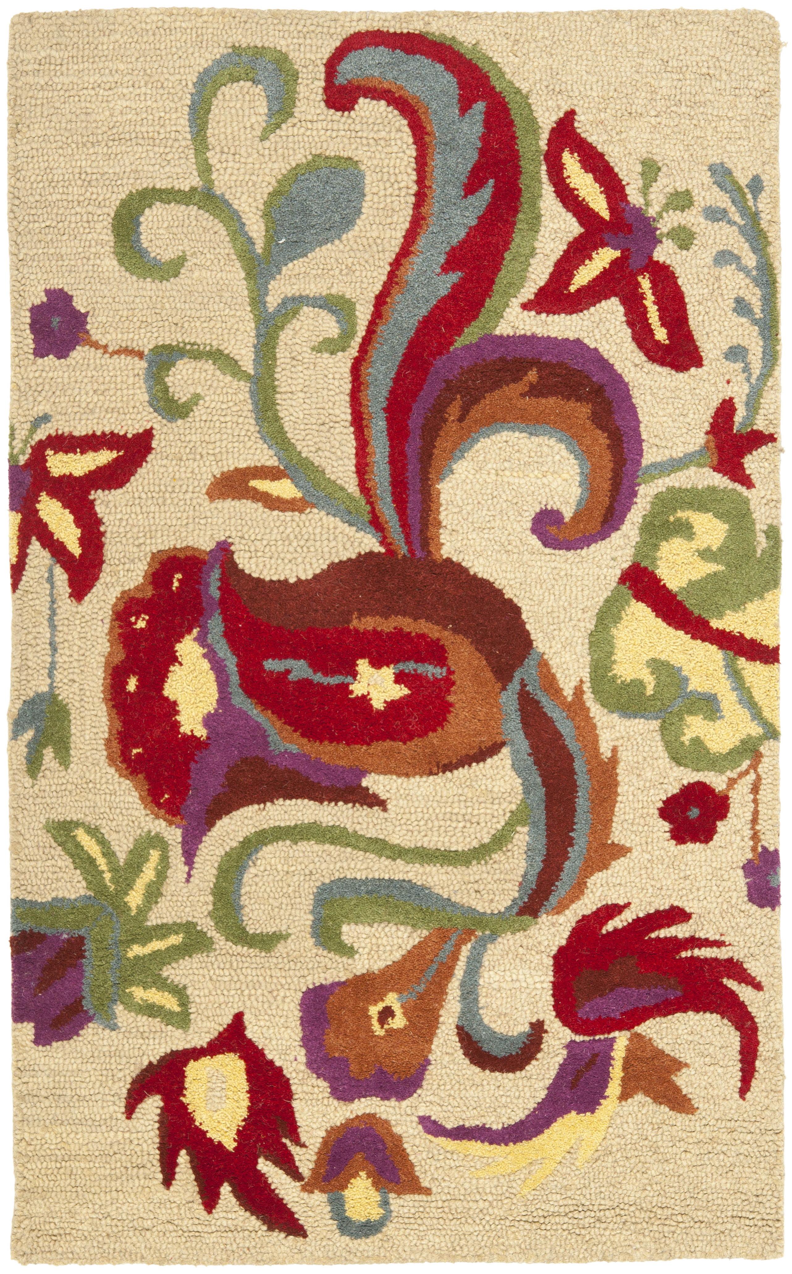 Blossom BLM680 Hand Hooked Accent Rug - Beige/Multi - 2'6"x4' - Safavieh.