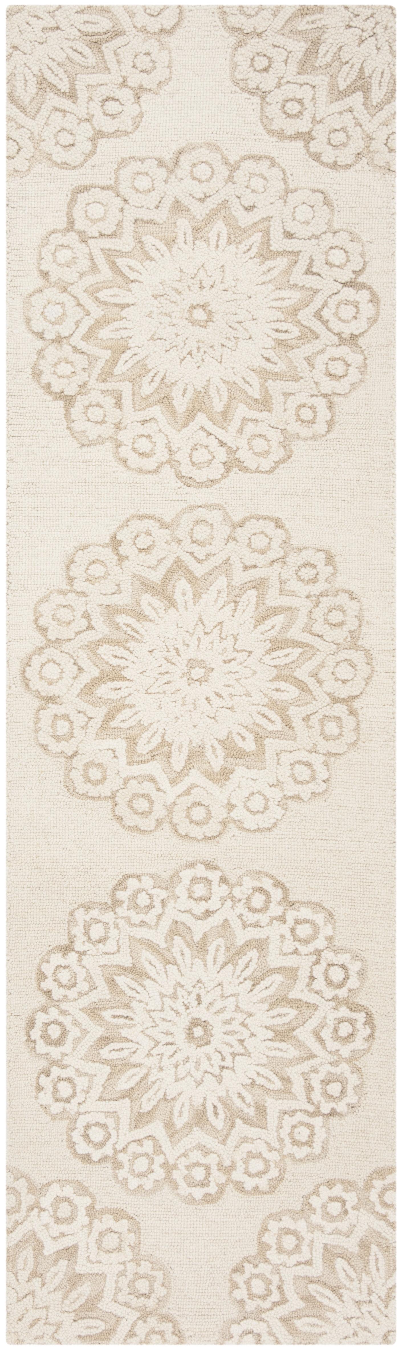 SAFAVIEH Blossom Brody Geometric Wool Runner Rug, Ivory/Beige, 2'3" x 8'