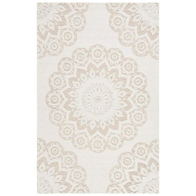 Blossom BLM108 Hand Tufted Indoor Area Rug - Ivory/Light Brown - 4'x6' - Safavieh