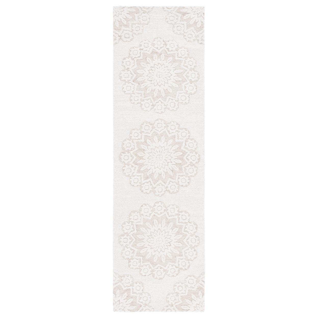 SAFAVIEH Blossom Brody Geometric Wool Runner Rug, Ivory/Beige, 2'3" x 8'