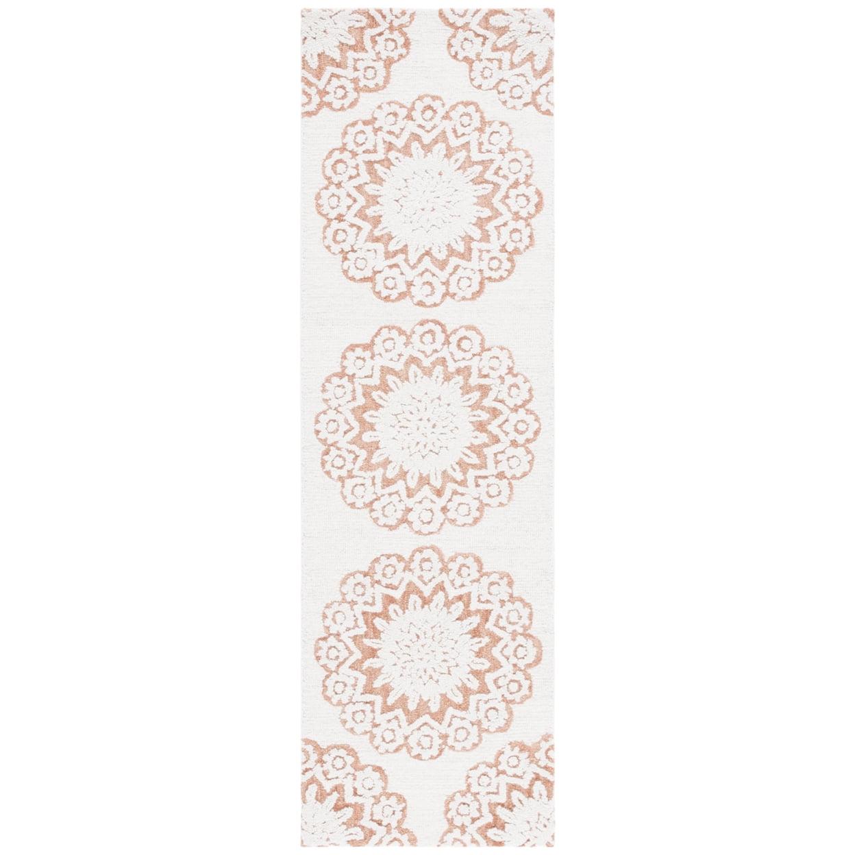 SAFAVIEH Blossom Brody Geometric Wool Runner Rug, Ivory/Beige, 2'3" x 8'