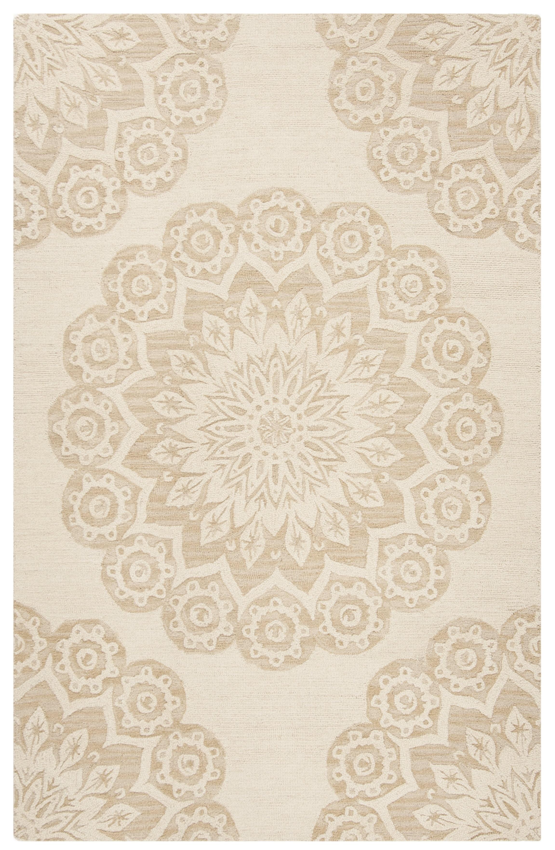 SAFAVIEH Blossom Brody Medallion Wool Area Rug, Ivory/Beige, 5' x 8'