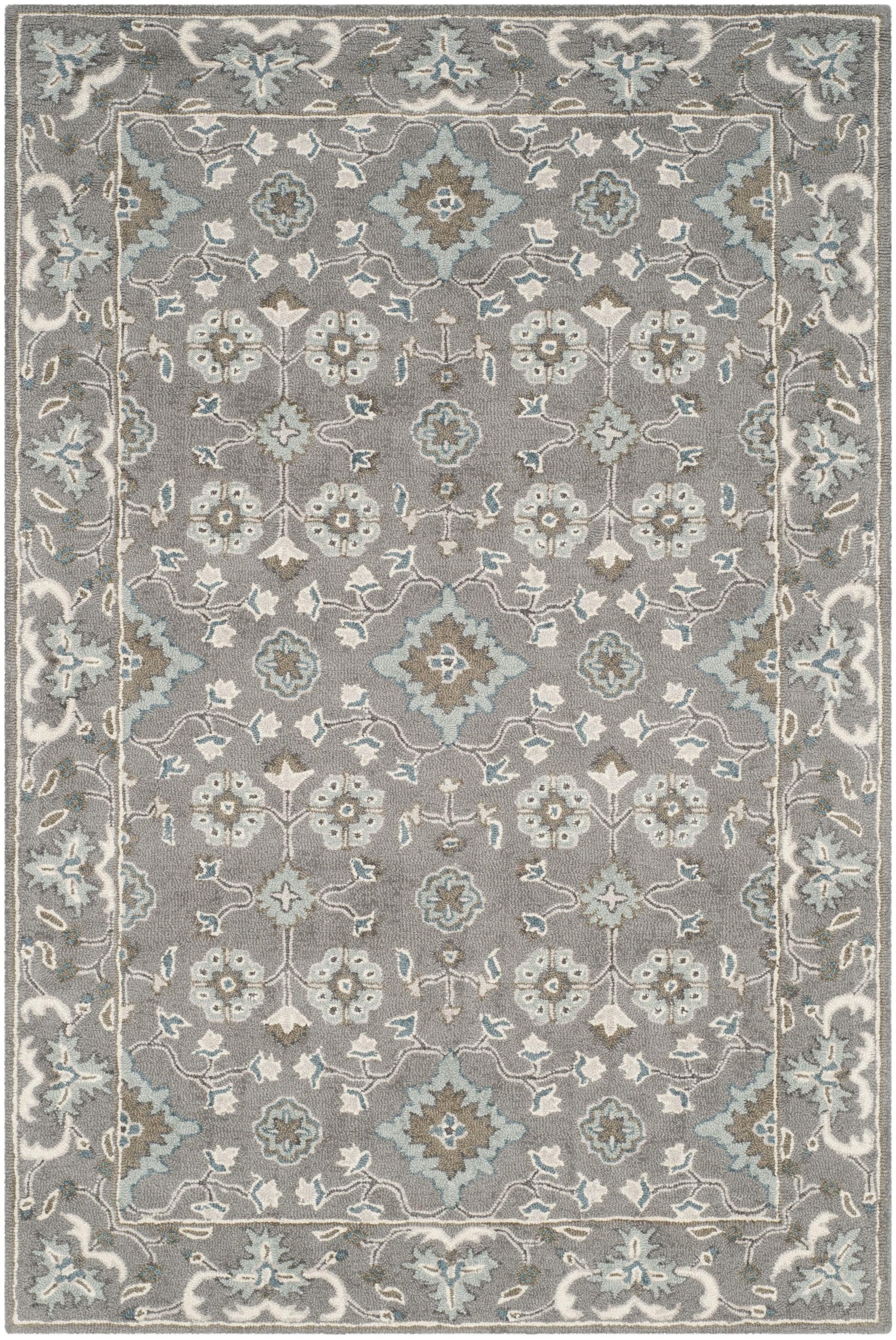 Blossom BLM218 Hand Tufted Area Rug - Grey - 4'x6' - Safavieh.