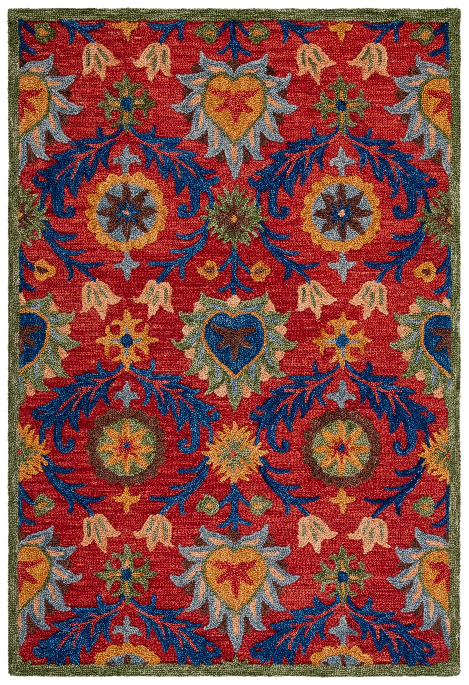 Handmade Tufted Red/Blue Wool 8' x 10' Area Rug