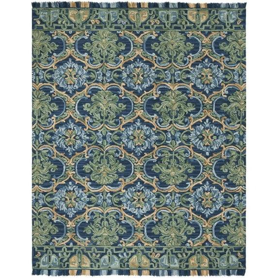 Blossom BLM422 Hand Tufted Area Rug - Navy/Green - 8'x10' - Safavieh.