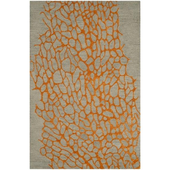 Blossom BLM695 Hand Hooked Indoor Runner Rug - Grey/Orange - 2'3"x4' - Safavieh