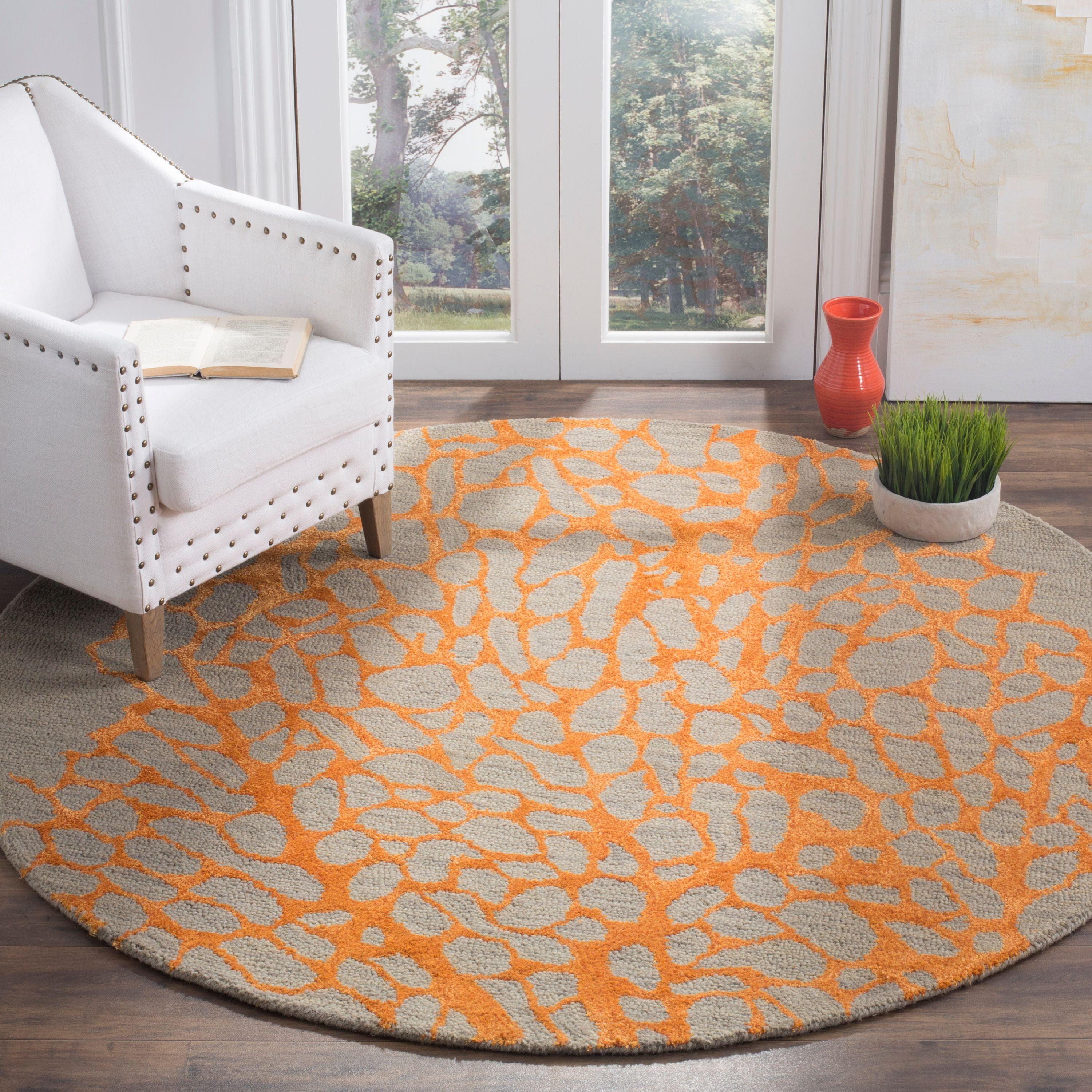 Handmade Tufted Gray Wool 6' Round Area Rug