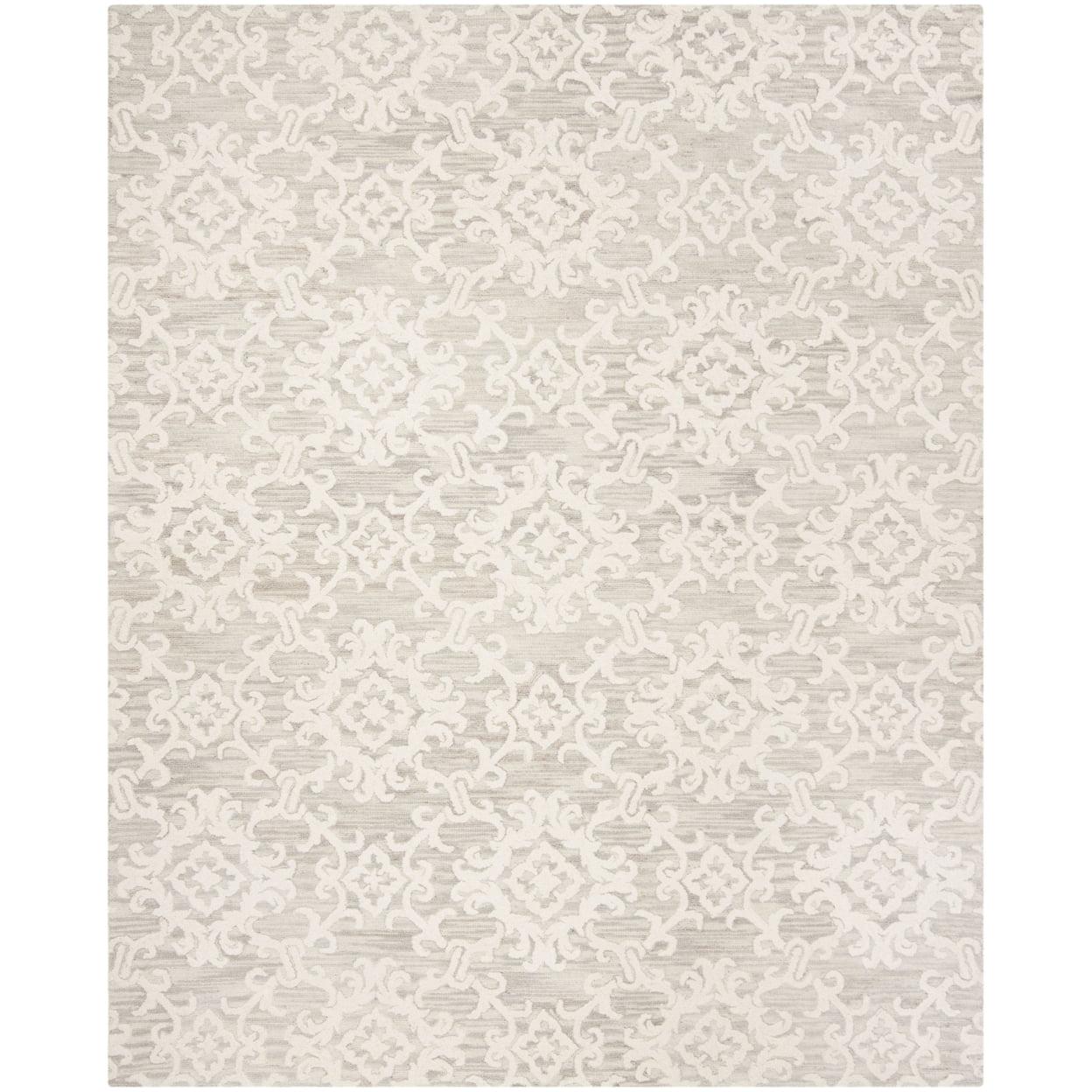 SAFAVIEH Blossom Cletus Damask Area Rug, Grey/Ivory, 11' x 15'