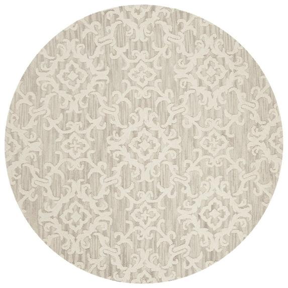 Blossom BLM104 Hand Tufted Area Rug - Grey/Ivory - 4' round - Safavieh.