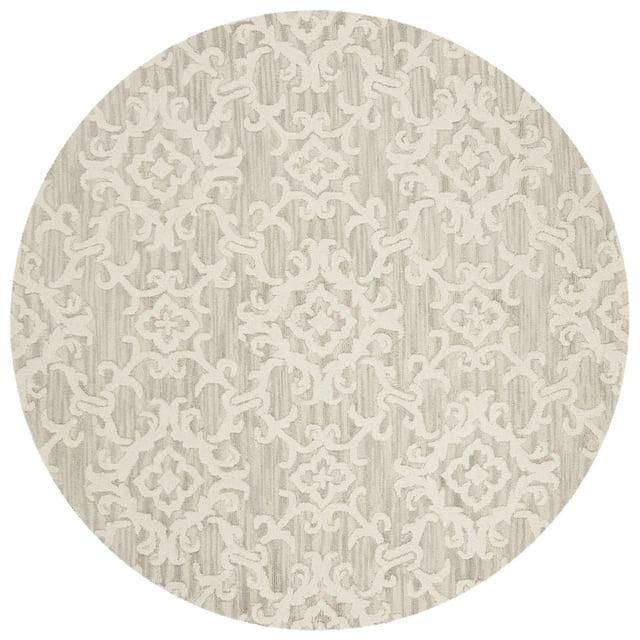 Blossom BLM104 Hand Tufted Area Rug - Grey/Ivory - 4' round - Safavieh.