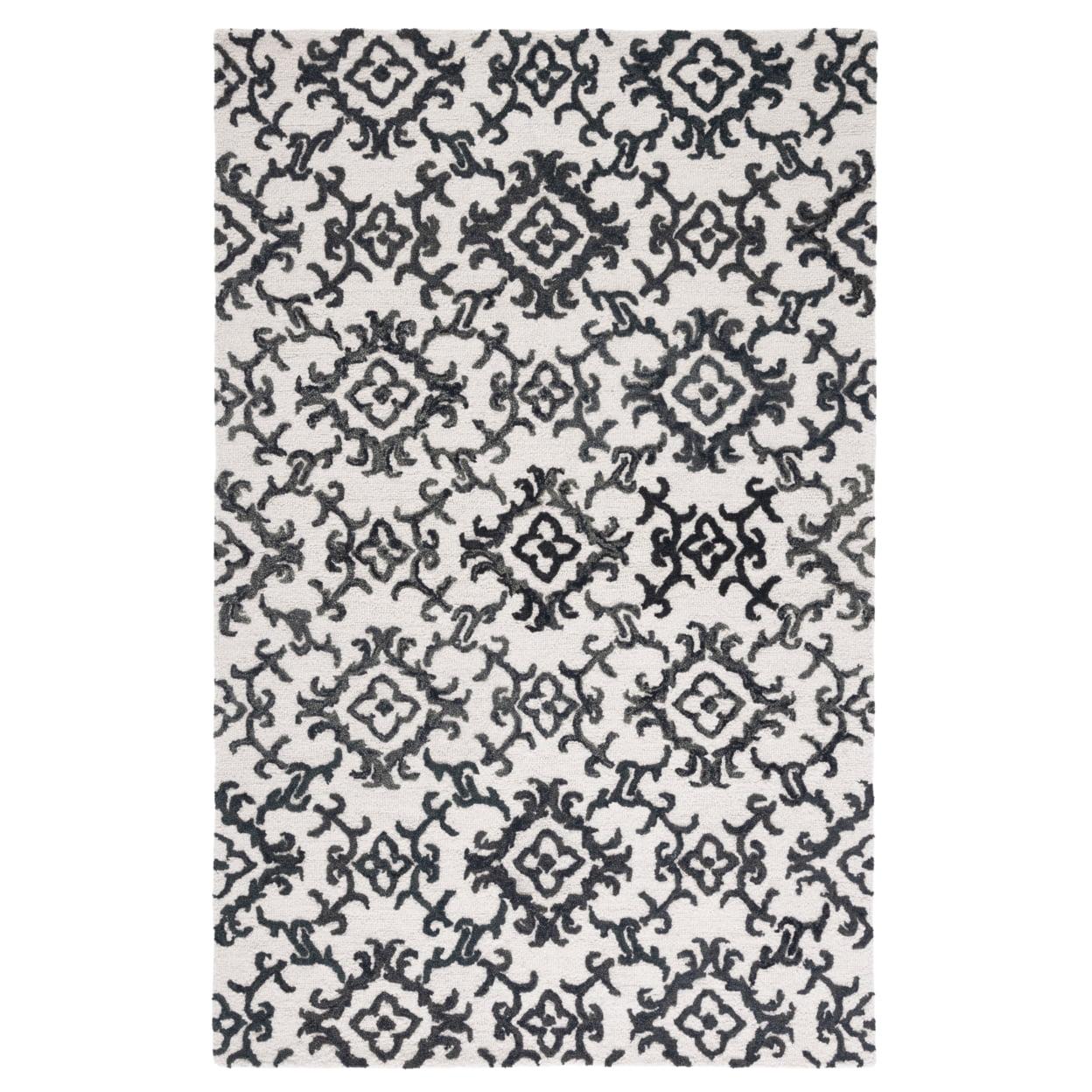 Blossom BLM104 Hand Tufted Area Rug - Ivory/Black - 8'x10' - Safavieh.