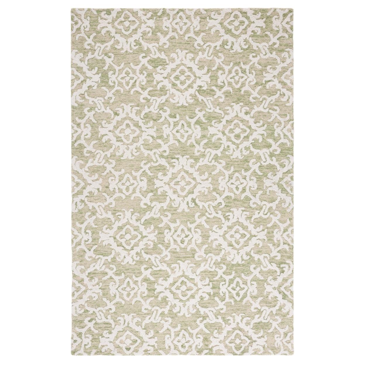 Blossom BLM104 Hand Tufted Area Rug - Light Green/Ivory - 4'x6' - Safavieh.