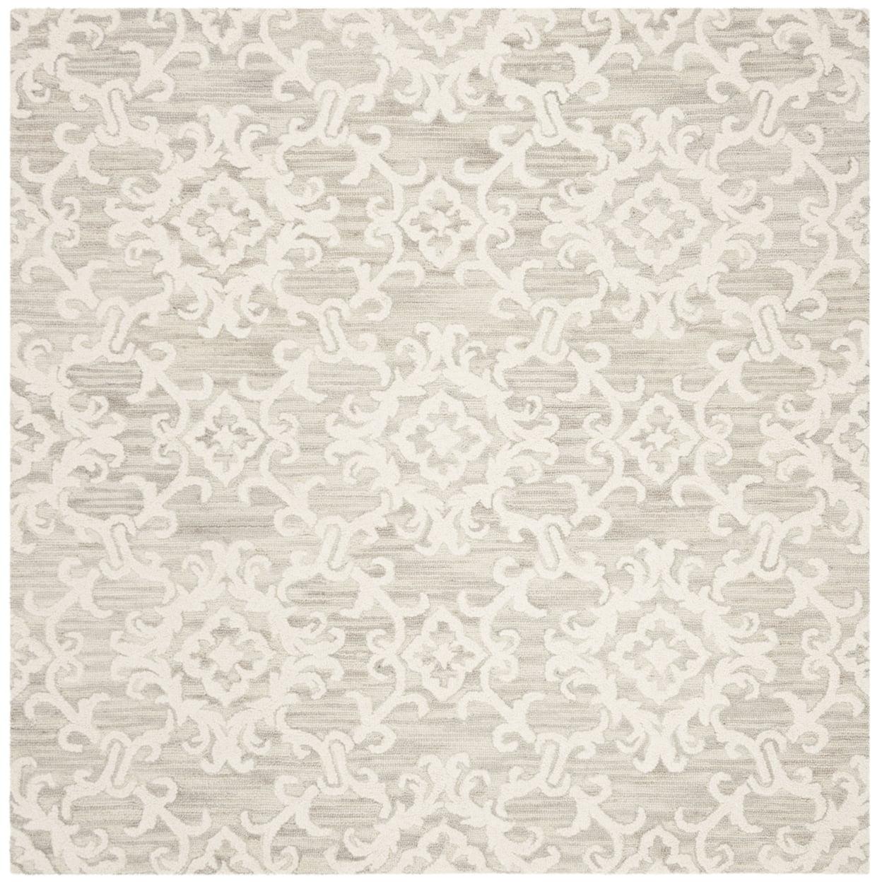 Blossom BLM104 Hand Tufted Area Rug - Grey/Ivory - 4'x4' - Safavieh.