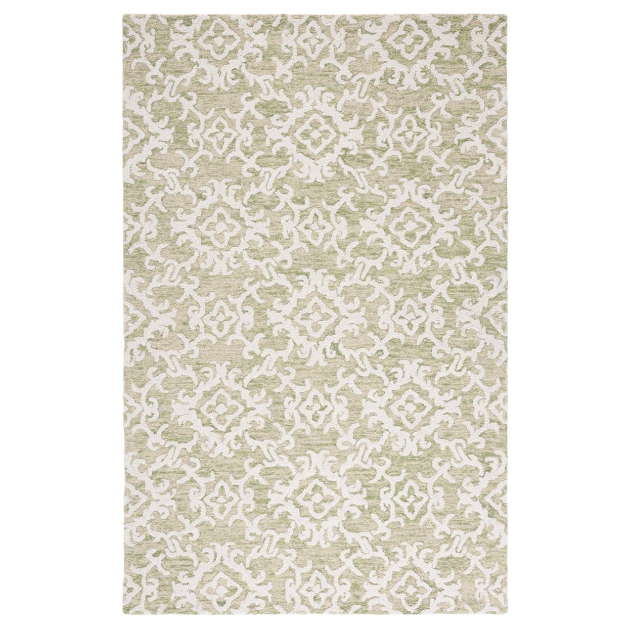 Blossom BLM104 Hand Tufted Area Rug - Light Green/Ivory - 6'x9' - Safavieh.