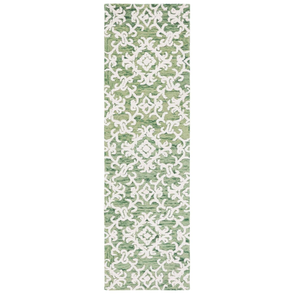 Blossom BLM104 Hand Tufted Runner Rug - Green/Ivory - 2'3"x8' - Safavieh.