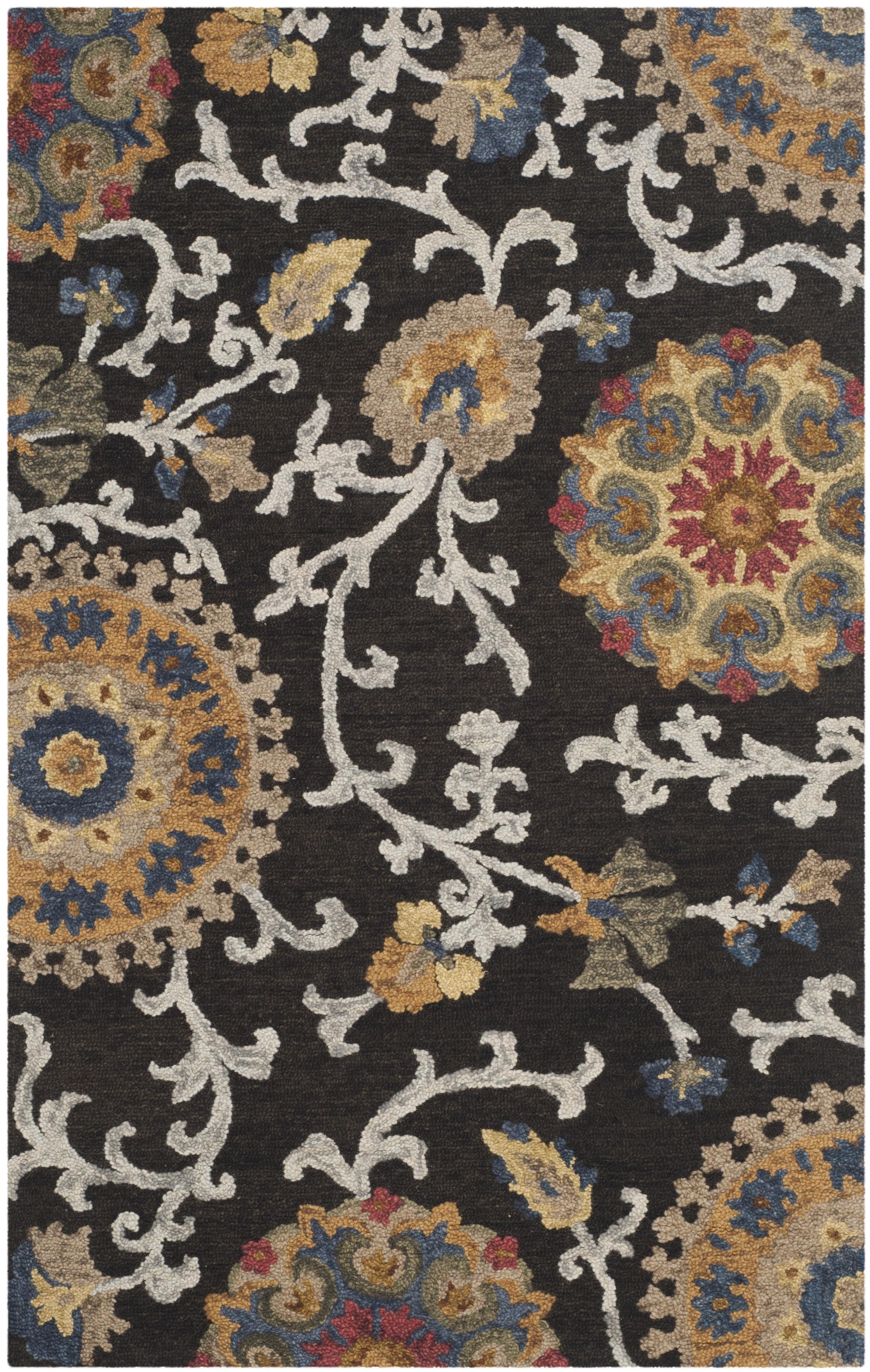 Blossom BLM401 Hand Tufted Area Rug - Charcoal/Multi - 3'x5' - Safavieh.