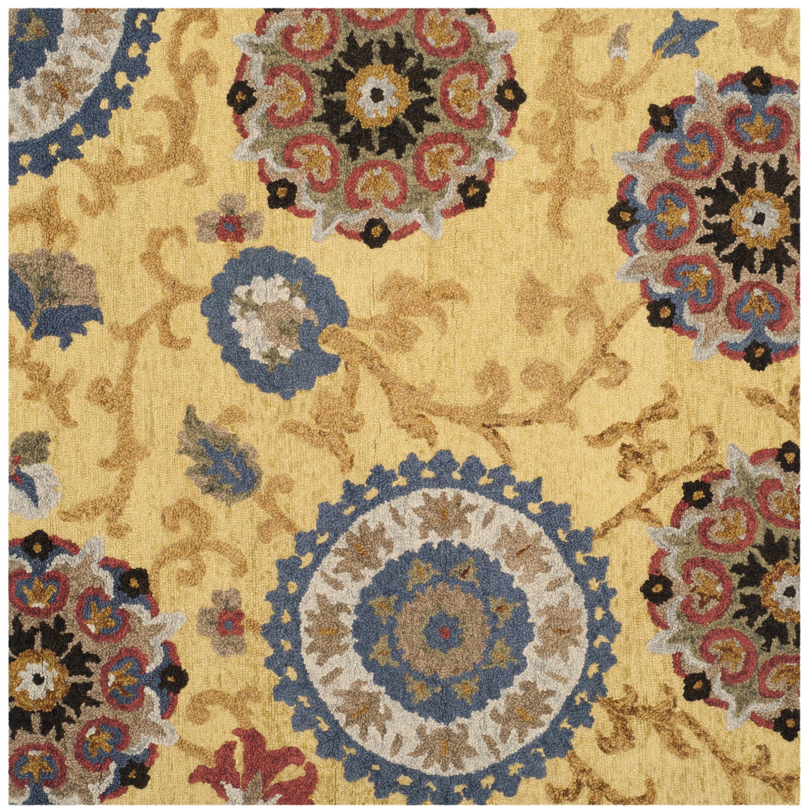 Blossom BLM401 Hand Tufted Area Rug - Gold/Multi - 6'x6' - Safavieh.