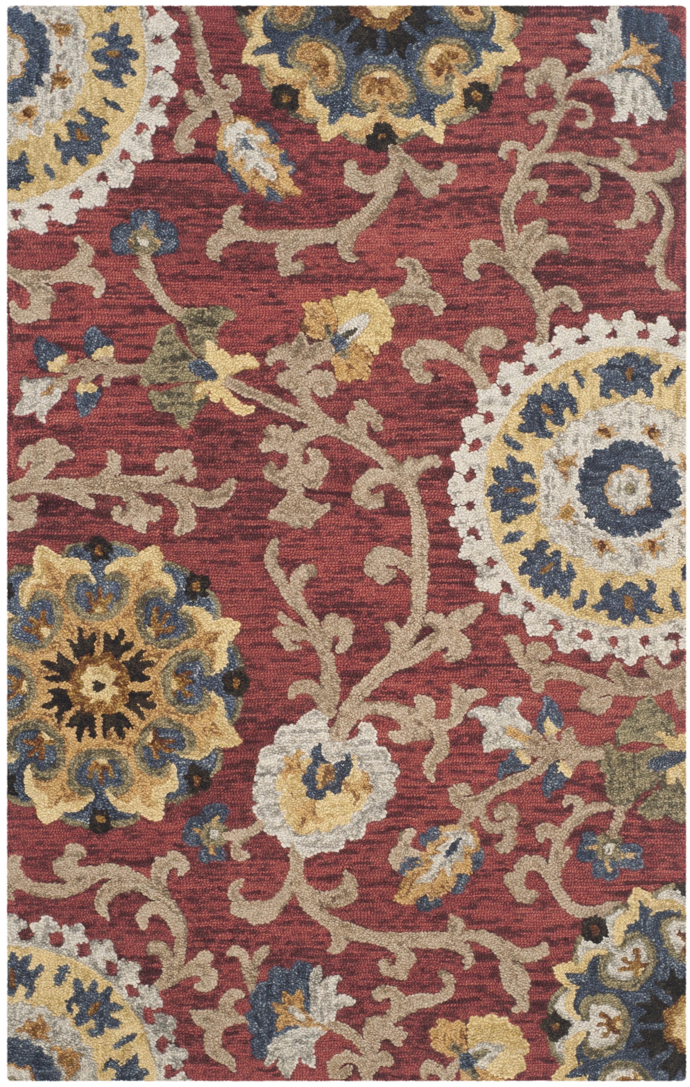 SAFAVIEH Blossom Danny Floral Wool Area Rug, Red/Multi, 2'3" x 4'