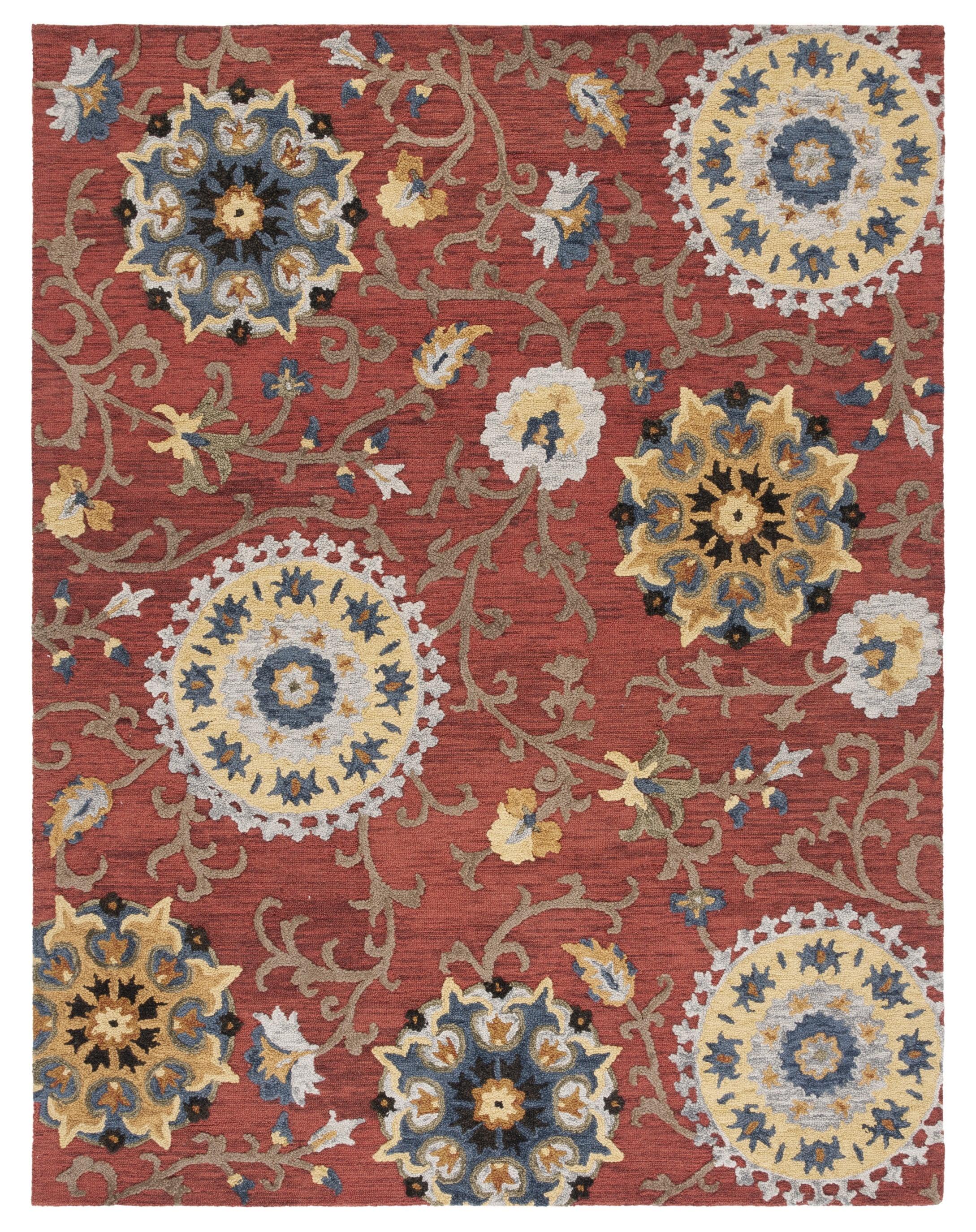 SAFAVIEH Blossom Danny Floral Wool Area Rug, Red/Multi, 8'9" x 12'