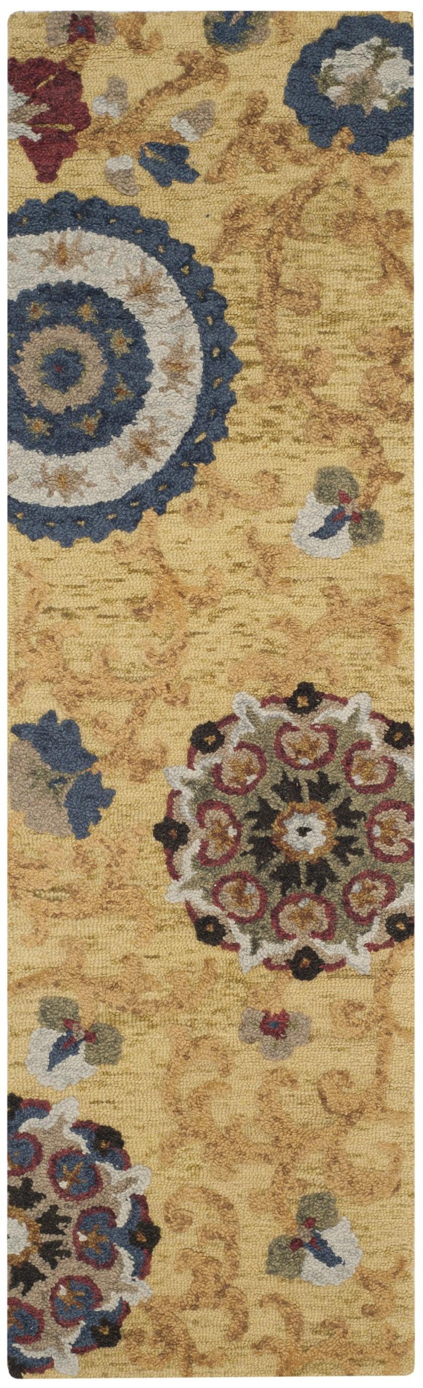 Blossom BLM401 Hand Tufted Runner Rug - Gold/Multi - 2'3"x12' - Safavieh.