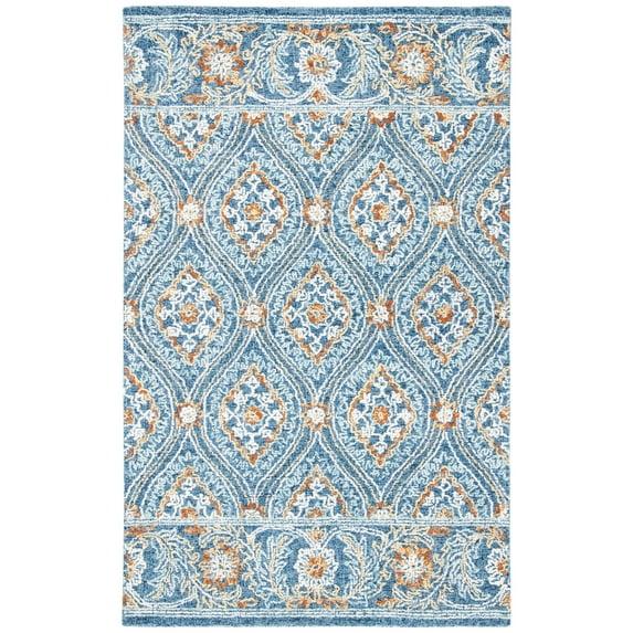 SAFAVIEH Blossom Dima Damask Area Rug, Navy/Yellow, 2' x 3'