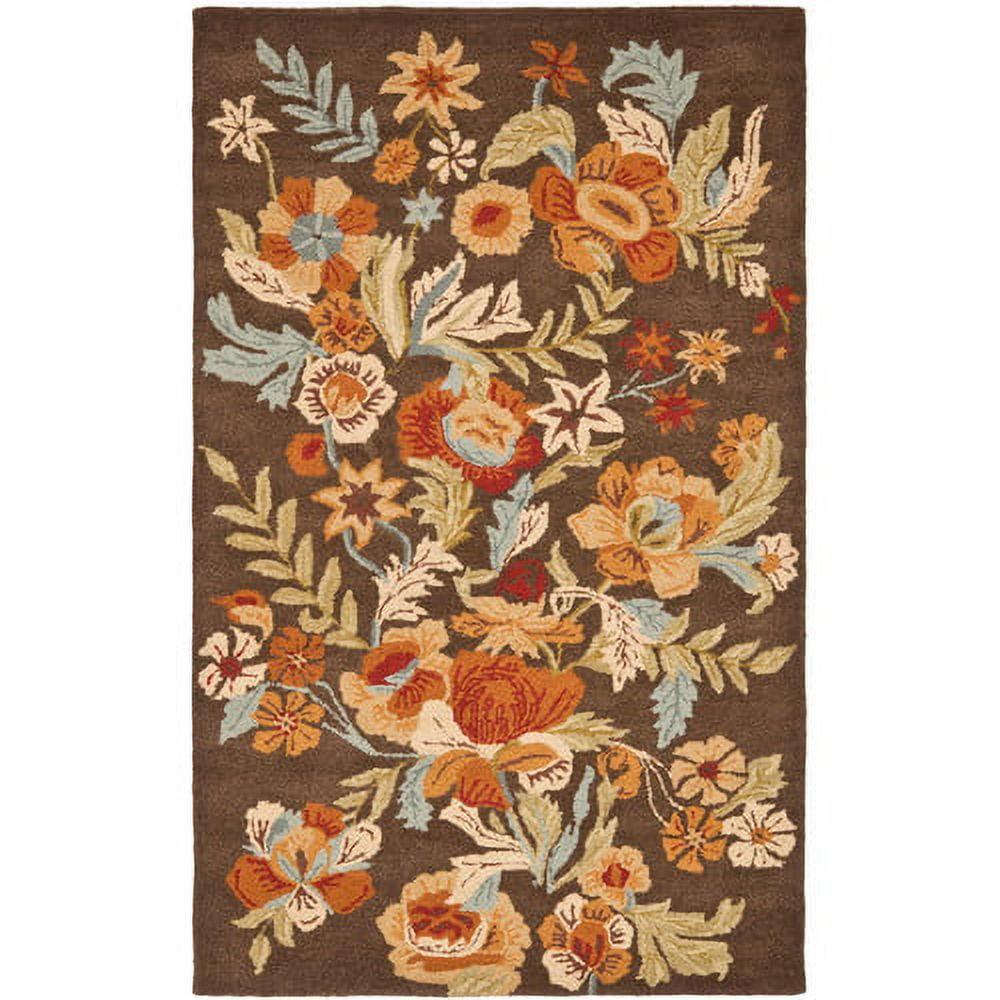 SAFAVIEH Blossom Emely Floral Flowers Wool Area Rug, Brown/Multi, 5' x 8'