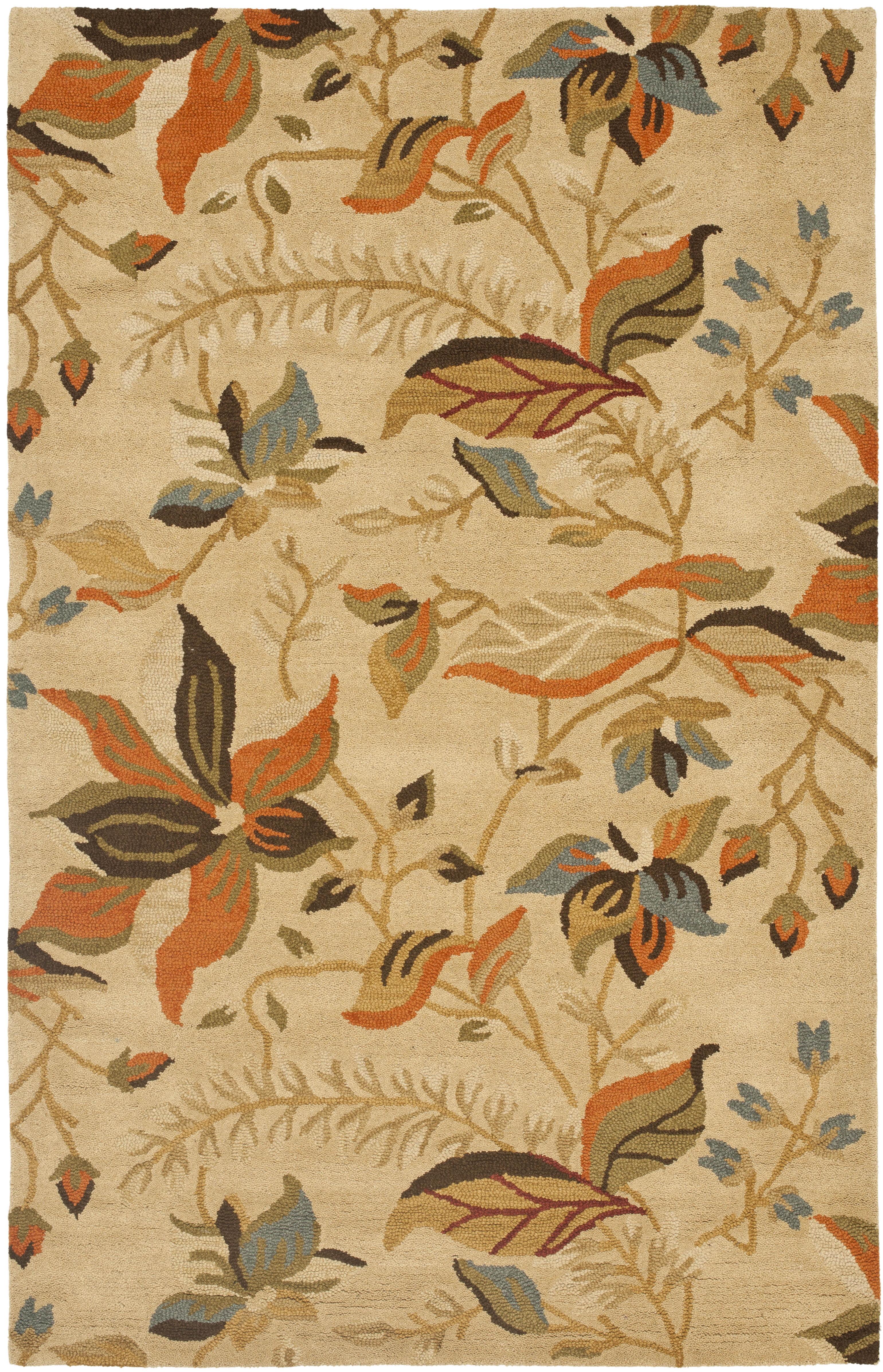 SAFAVIEH Blossom Evelyn Floral Flowers Wool Area Rug, Beige/Multi, 4' x 6'