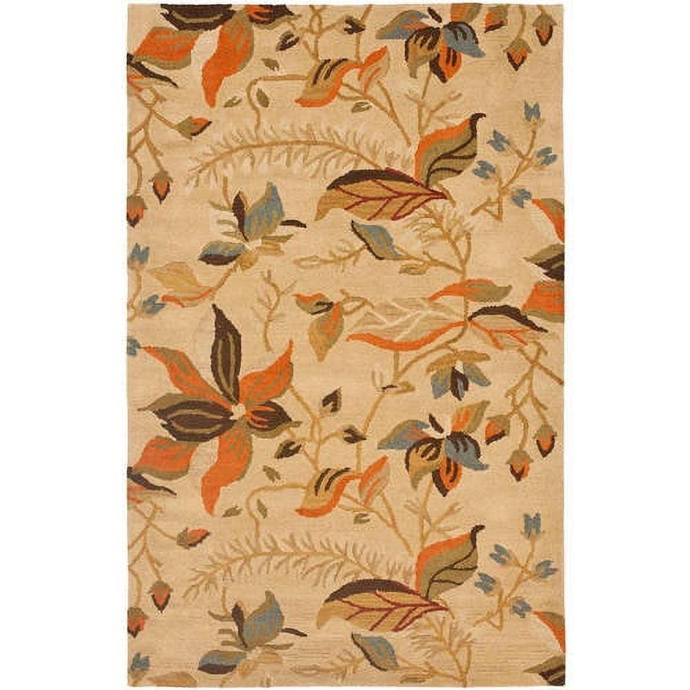 SAFAVIEH Blossom Evelyn Floral Flowers Wool Area Rug, Beige/Multi, 5' x 8'