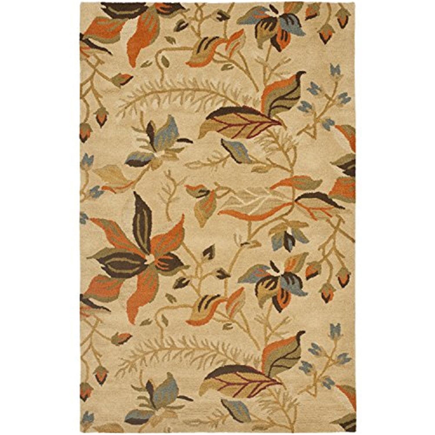 SAFAVIEH Blossom Evelyn Floral Flowers Wool Area Rug, Beige/Multi, 8' x 10'