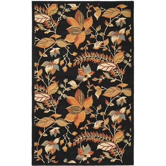 SAFAVIEH Blossom Evelyn Floral Flowers Wool Area Rug, Black/Multi, 3' x 5'