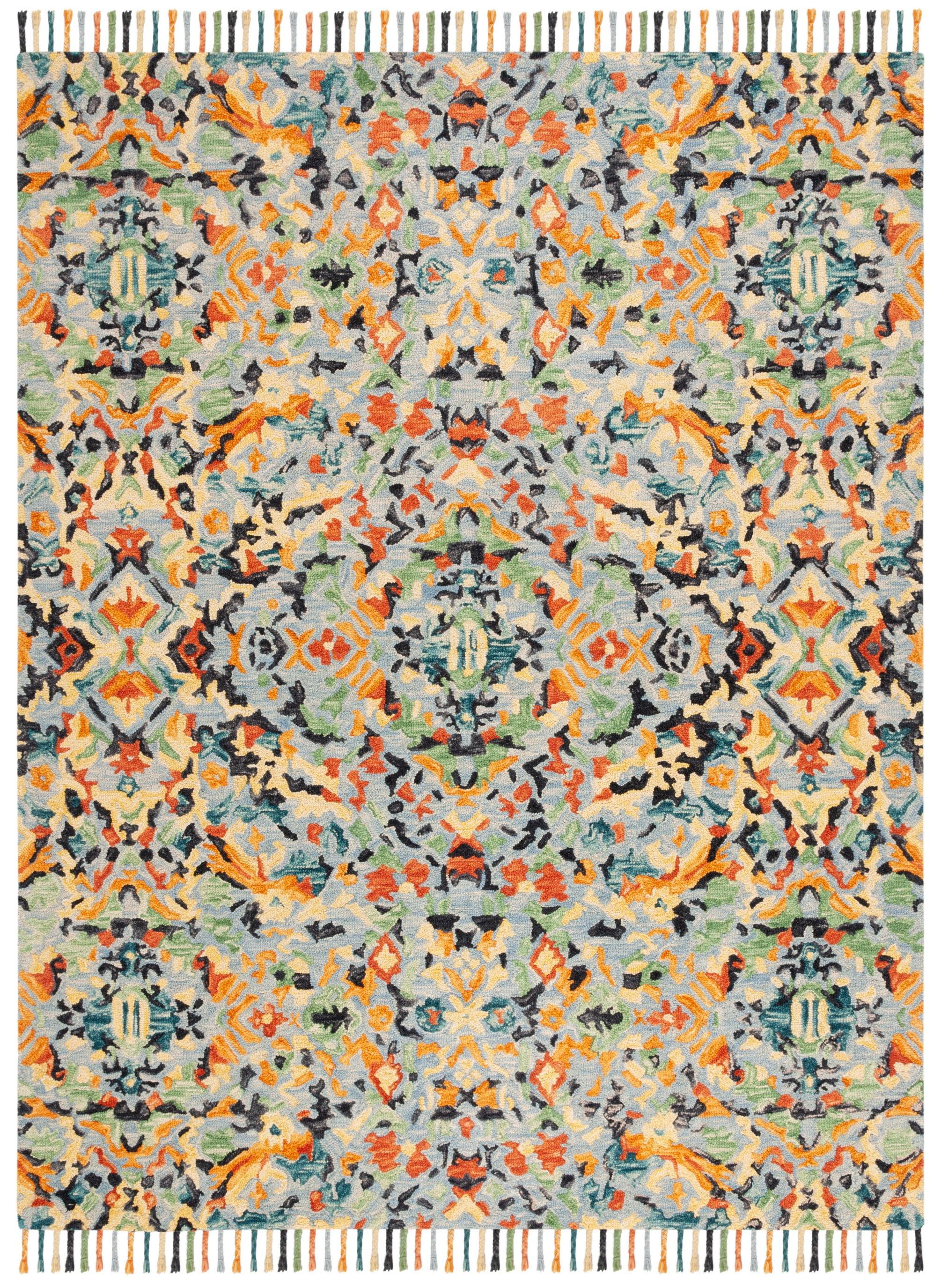 SAFAVIEH Blossom Everitt Floral Wool Area Rug, Blue/Multi, 8' x 10'