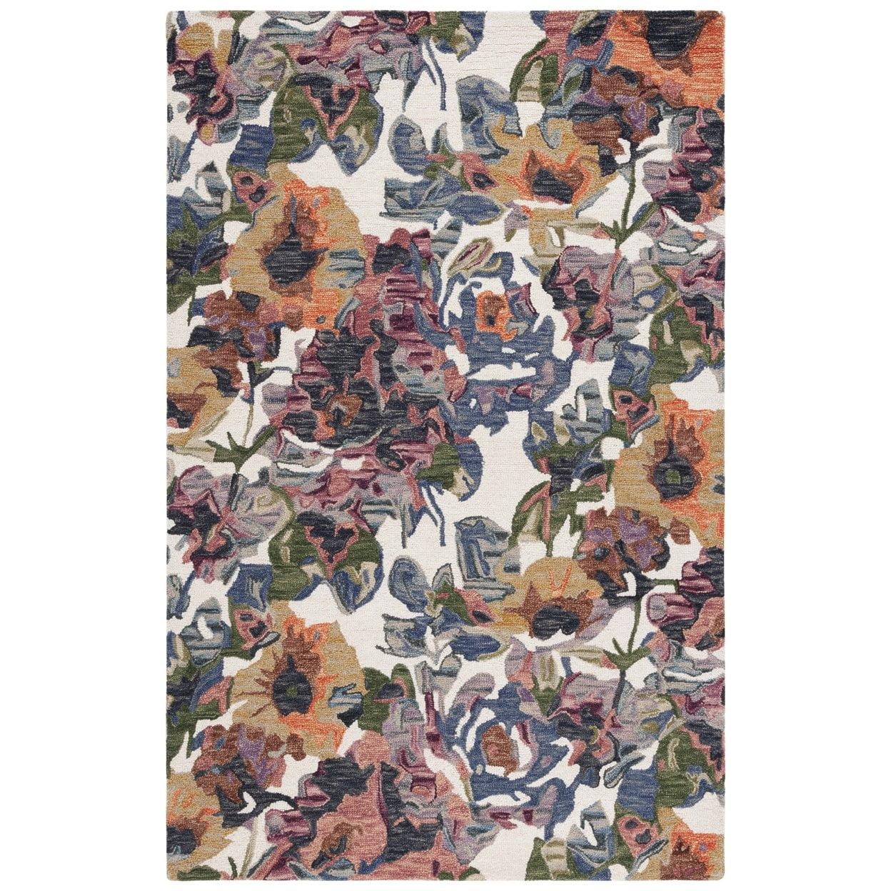 SAFAVIEH Blossom Ewart Floral Area Rug, Ivory/Blue, 5' x 8'