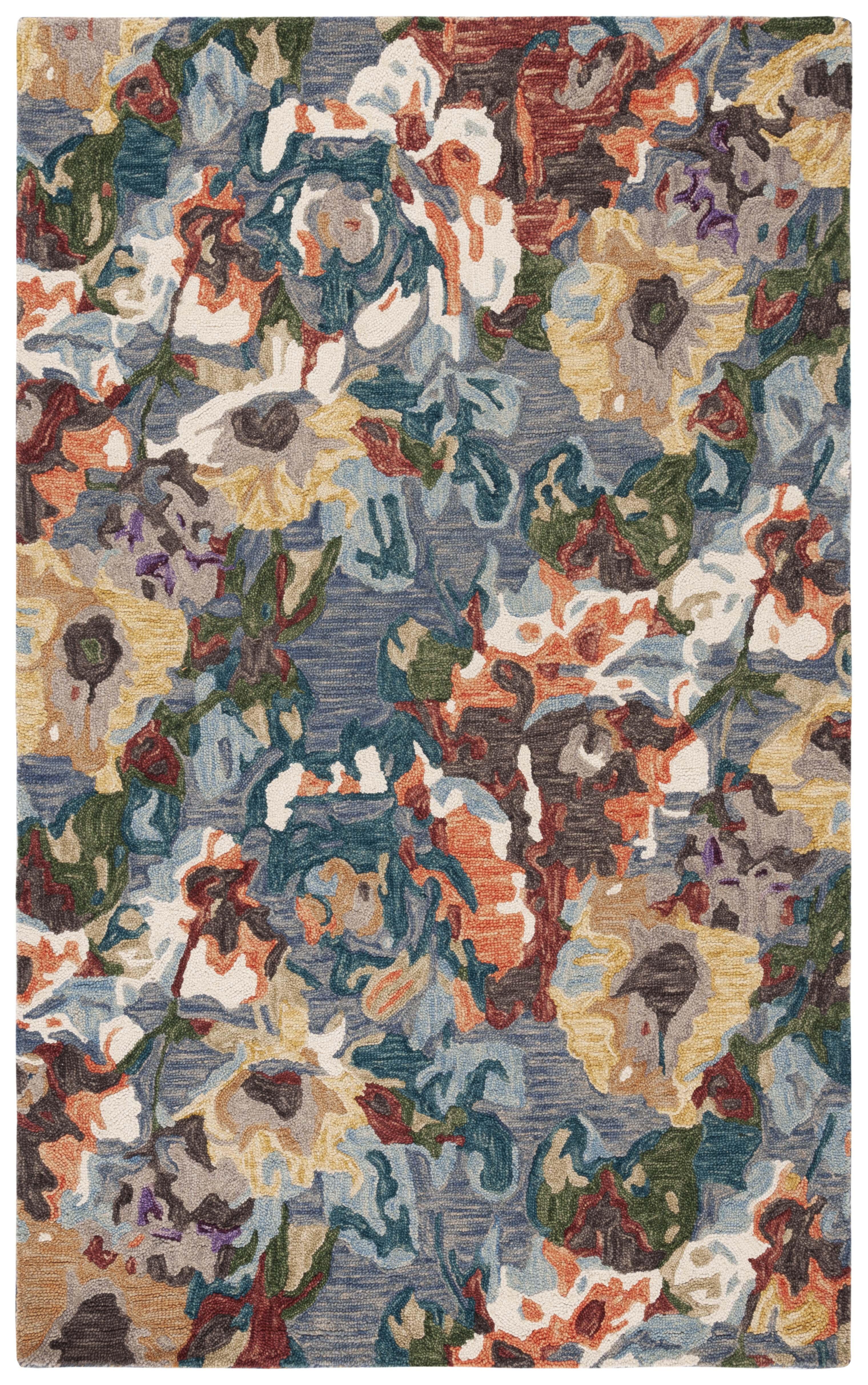 SAFAVIEH Blossom Ewart Floral Area Rug, Light Blue/Rust, 4' x 6'