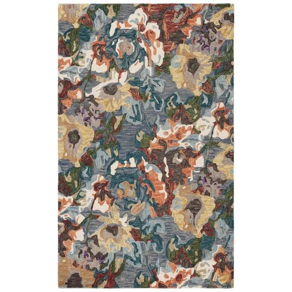 SAFAVIEH Blossom Ewart Floral Area Rug, Light Blue/Rust, 5' x 8'