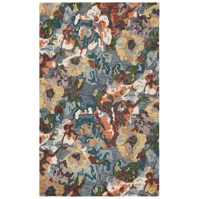 SAFAVIEH Blossom Ewart Floral Area Rug, Light Blue/Rust, 5' x 8'