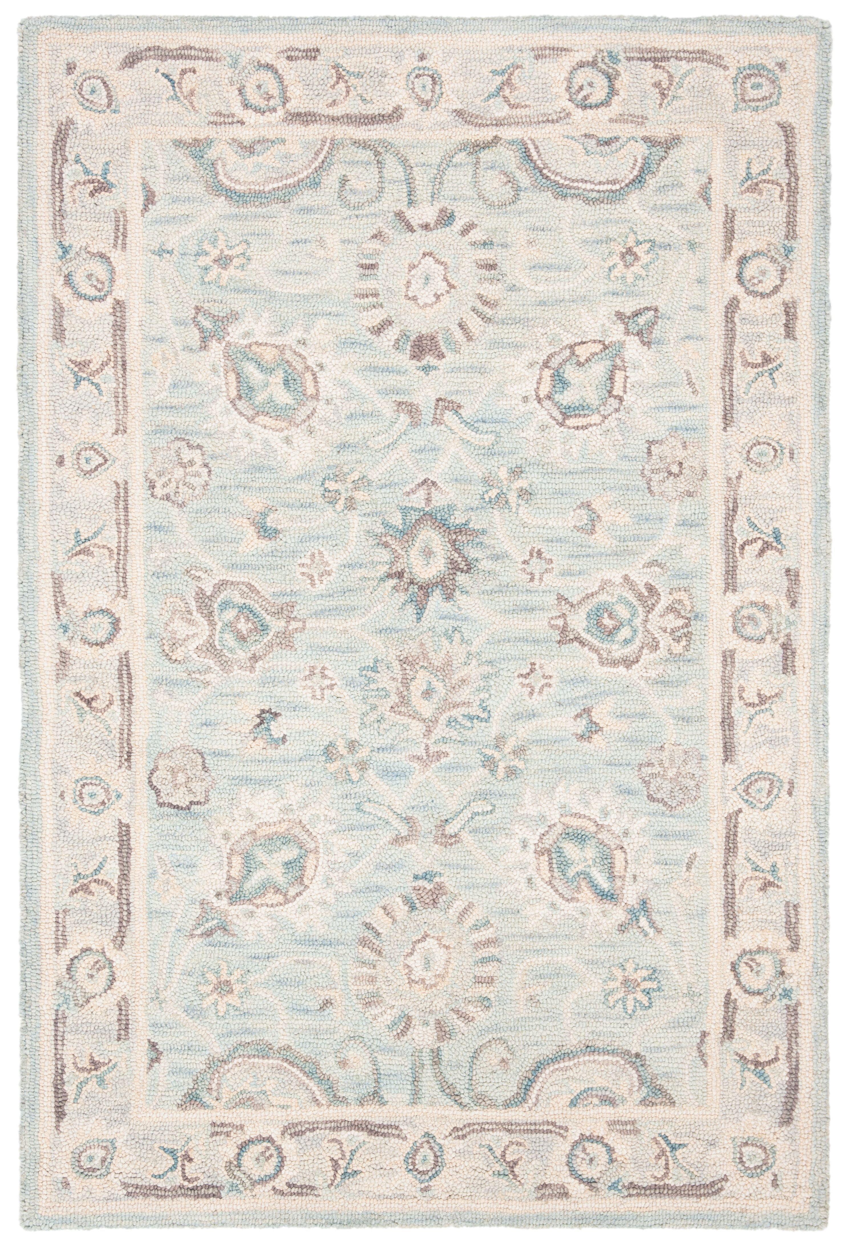 Gray Floral Hand-Tufted Wool 4' x 6' Area Rug