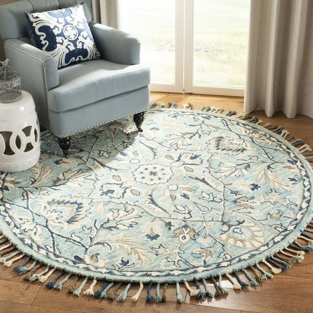 Blossom BLM457 Hand Tufted Area Rug - Blue/Ivory - 6' Round - Safavieh.
