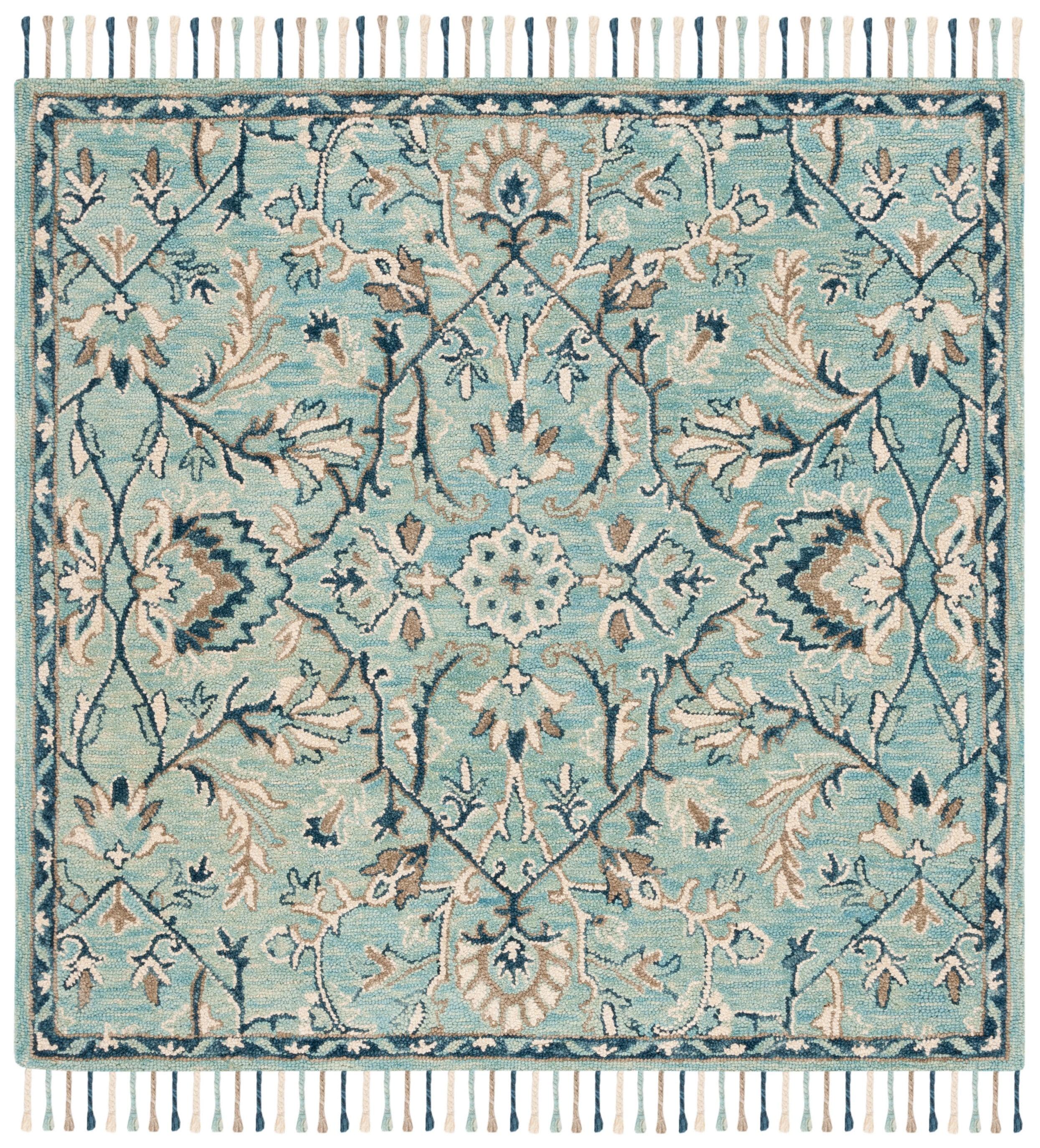 Blossom BLM457 Hand Tufted Area Rug - Blue/Ivory - 6'x6' - Safavieh.