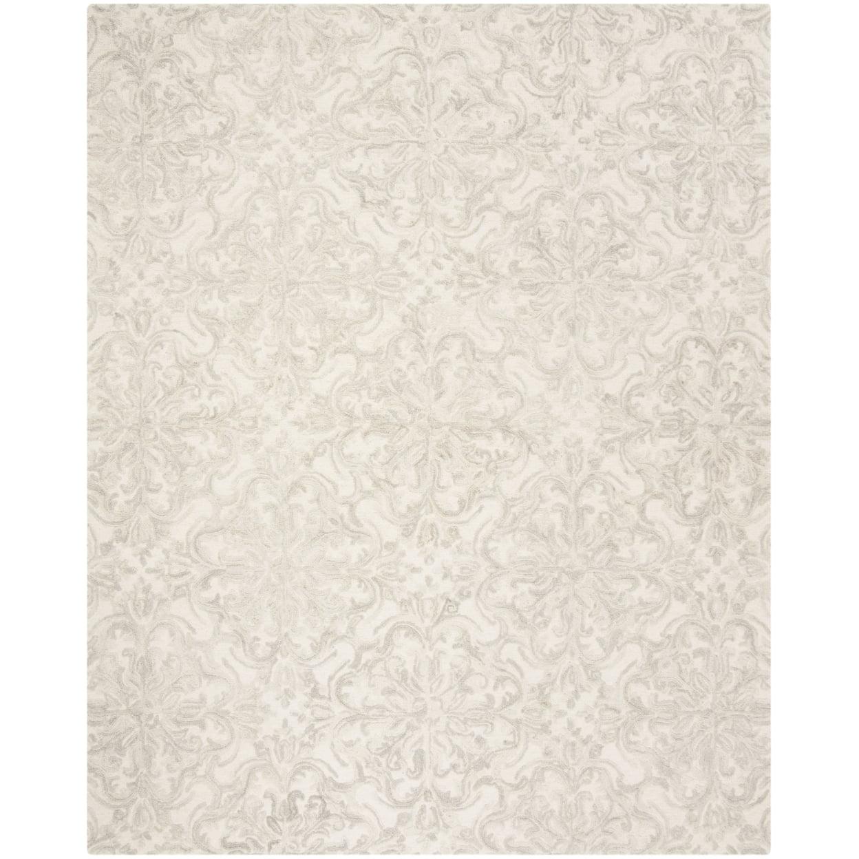 SAFAVIEH Blossom Githa Geometric Wool Area Rug, Ivory/Grey, 10' x 14'